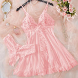 V-neck Luxury Pajama Set With Thong Women Nightgown For Sleeping Hot Femme Sleepwear Summer Sleeveless Sleep Dress Holiday Gifts