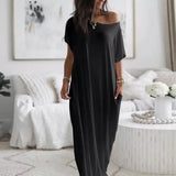 Slash Neck Nightgown Short-Sleeve Shirt Dress Soft Touch Breathable Fabric Fit Women's Cozy Sleepwear Nightwear Summer Fashion