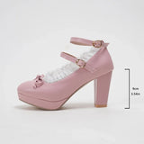 Women's Sweet Cute Lace Bow Lolita Platform High Heels, White Pumps Wedding Party Dress Shoes, Big Sizes 33-48