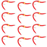 San Juan Worm Orange Bead Head Power Worm Red V-Rib - 1 Dozen Nymph Flies Hook Size 14