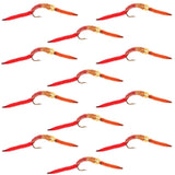 San Juan Worm Bead Head Power Worm Half and Half V-Rib - 1 Dozen Nymph Flies Hook Size 12