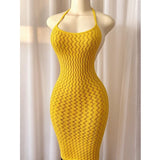 Fishnet Women Sexy Beach Cover Up Dress Women Stretch See Through Sleeveless without Bikini Swimsuit Coverup Mini Beachwea