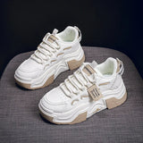 Women Platform Sneakers Autumn Trend Casual Flats Female Fashion Lace Up Thick Soled Comfortable Increase Vulcanized Shoes2024
