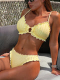 2026 Wrinkled Ruffled Halter Bikini Female Swimsuit Women Swimwear Two-pieces Bikini Set Bather Bathing Suit Swim Lady Beachwear
