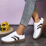 Plus Size 44 Women's Stripe Flats Fashion Lace Up Platform German Training Shoes Women Comfortable Non Slip Low Top Sneakers