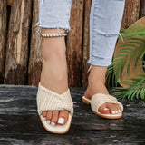 Women Open Toe Weave Slippers Ladies Outdoor Soft Sole  Flats 2026 New Summer