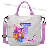KPop Demon Hunters Canvas Shoulder Bag for Boys Girls Cartoon Letter Printed Crossbody Pouch Students Portable Fashion Handbag
