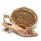 Doershow nice African Shoes And Bag Matching Set With silver Hot Selling Women Italian Shoes And Bag Set For Wedding HGY1-1