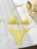 Sexy Wrinkled Halter Brazilian Bikini Women Swimwear Female Swimsuit Two-pieces Bikini Set High Cut Bathing Suit Swim Beach Wear