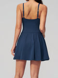 Bodycon Tennis Dress with Shorts Pocket Women Speed Dry Sleeveless V Neck One Piece Sport Outfit Short Dress Fitness Yoga Set
