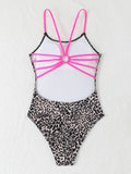 2026 Leopard Swimsuit One Piece String Backless Monokini Swimwear Women Sexy Bathers Bathing Swimming Swim Suit Female Beachwear