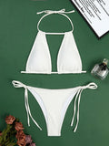 2026 Halter String Bikini Solid Hollow Swimwear Female Sexy Swimsuit Women Bathers Bathing Swimming Swim Suit Beachwear