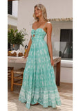 Foridol Spaghetti Strap Sundress Cut Out Women's Dress Summer Printed Boho Beach Maxi Dress 2025 Paisley Printed A-line Vestidos