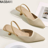 Plus Size 35-43 Women French Sandals Slippers New Fashion Breathable Non-slip Ladies Knit Soft Sole Single Shoes Green New 2026