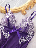 Purple Women Lace Babydoll Dress Soft Sleepwear Underwear Festival Gift