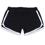 Women Cotton Shorts Yoga Short Pants Summer Fast Drying Sports Pants Contrast Binding Side Split Elastic Waist Casual Shorts