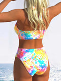 Sexy Pink Leopard Print Gradient Bikini Set Women Drawstring V Neck Push Up High Waist Swimsuit 2026 Beach Bathing Suit Swimwear