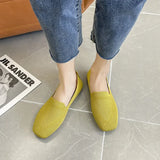 Spring and Autumn Flat Shoes Fashion Leisure Women's Flat Shoes Square Toe Knitting Elastic Comfortable Slip-on Boutique Shoes