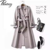 Phantasy Trench Coat Women Long Sleeve Jacket British Style Long Cloack Lace Up Elegant Office Lady Trench Spring Autumn Outfit