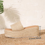 2026 Big Size 43 Summer Espadrilles Sandals Women Beach Vacation Mules Outdoor Slides Shoes Straw Weave Chunky Platform Sandals