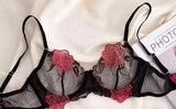 Pure Desire French Lace Bra Set Rose Embroidery Minimizer Wireless Comfort Support Full Bust Anti Sagging Breathable No Show USA