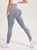 Retro Stone Wash Sportswear Woman Gym Yoga Pants Distressed Seamless High Waist  Women Sports Leggings Tummy Control Squat-Proof