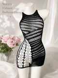 Women Sheer Mesh Long Sleeve Beach Cover Up, Sexy See-Through Fishnet Dress, Solid Bodycon  For Summer Beach Party