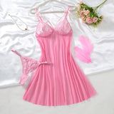 Pink Sexy Women's Underwear: Laceless Panties with Cutouts, Sexy Halter Dresses, Female Erotic Wear, Naughty Pajamas ZA825066