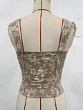 Sexy Khaki Floral Print Tank Top Women Summer Front Bandage Cross Slim Fishbone Camisole Vacation Y2K Slim Corset Streetwear