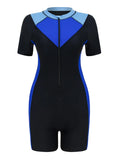 2026 Zipper Short Sleeve Slim Swimsuit Women One Piece Padded Swimwear Female Bather Bathing Swimming Swim Surf Suit Beachwear