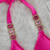 Halter Scrunch Butt Rhintstone Diamond Bikini Women Swimsuit Female Swimwear Two Pieces Bikini Set Brazilian Bathing Suit Swim