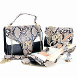 Doershow New Arrival African Wedding Shoes and Bag Set green Color Italian Shoes with Matching Bags Nigerian lady party HRT1-38