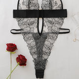 Sexy One Piece Bodysuit Lace Hollow Out Jumpsuit Women Erotic Lingerie