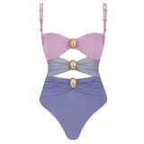 Hollowen One Piece Swimsuit With Cover Up Sexy Swimwear Women Off Shoulder Swim Suits Patchwork Bathsuit Belt Bodysuit Beachwear