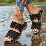 Vinatge Hollow Out Platform Sandals Women Lightweight Plus Size Wedges Sandles Woman Comfortable Thick Sole Casual Sandalias 43