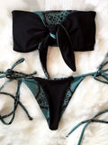 Sexy Printed Bow Knotted Bandeau Bikini 2026 Women Swimsuit Female Swimwear Two Pieces Bikini Set Tie Push Up Bathing Suit Swim