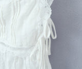 Foridol White Lace Tops for Women Summer Casual Side Tie Up Cotton Camis Top Buttons Casual Beach Vacation New Tops