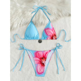 Floral Flower Printed Halter Bikini Women Swimwear Female Swimsuit Two-pieces Bikini set Strappy Bather Bathing Suit Swim K7312