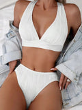 2025 Wrinkled Crinkled Bikini Women Swimwear Female Swimsuit Two-pieces Bikini Set High Cut Bathing Suit Swim Beach Wear Lady