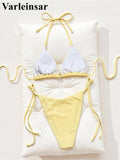 Sexy Dots Halter Bikini Women Swimwear Female Swimsuit Two-Pieces Bikini Set Strappy High Cut Leg Bather Bathing Suit Swim V8159