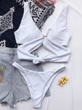 Sexy Adjustable Rings Cross Bandage Bikini Female Swimsuit Women Swimwear Two-pieces Bikini set Bather Bathing Suit Swim Lady