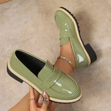 Patent Leather Thick Heels Loafers Women Spring New Mixed Color Med Heel Office Pumps Woman Plus Size 43 Slip On Single Shoes
