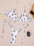 Sexy Printed Ruffled Frilled Thong Bikini Women Swimwear Female Swimsuit Two Pieces Bikini set Micro String Bathing Suit Swim