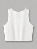 Vintage Happy Cherry Printed Crop Top Vest Women's Print Tank Top Round Neck Sleeveless Shirt Cropped T-shirt Sexy