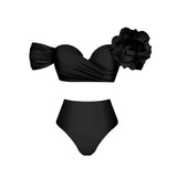 Sexy 3D Flower Bikini Set Brazilian Biquini Low Waist Swimwear Push Up SwimSuit Women Solid Swimwear Sexy Beach Wear Female