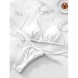 Sexy Wrinkled High Cut Thong Bikini Women Swimwear Female Swimsuit Two-Pieces Bikini Set Bather Bathing Suit Swim Lady V4010C