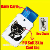Cartoon Cat Funny Fashion For ID Clips Credit Bank Subway Card Holder Case Storage Bag Adornment Keychain