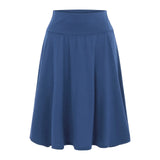 Women's Solid Color Casual High Waist Elastic Midi Skirts Spring Summer All Match Korean Ruffle Short Skirt Office Lady Faldas