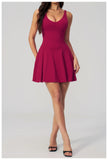 Bodycon Tennis Dress with Shorts Pocket Women Speed Dry Sleeveless V Neck One Piece Sport Outfit Short Dress Fitness Yoga Set