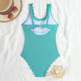 S - XXL 11 Colors Ribbed Frilled Women Swimwear One Piece Swimsuit Female Backless High Leg Cut Bather Bathing Suit Swim K7097